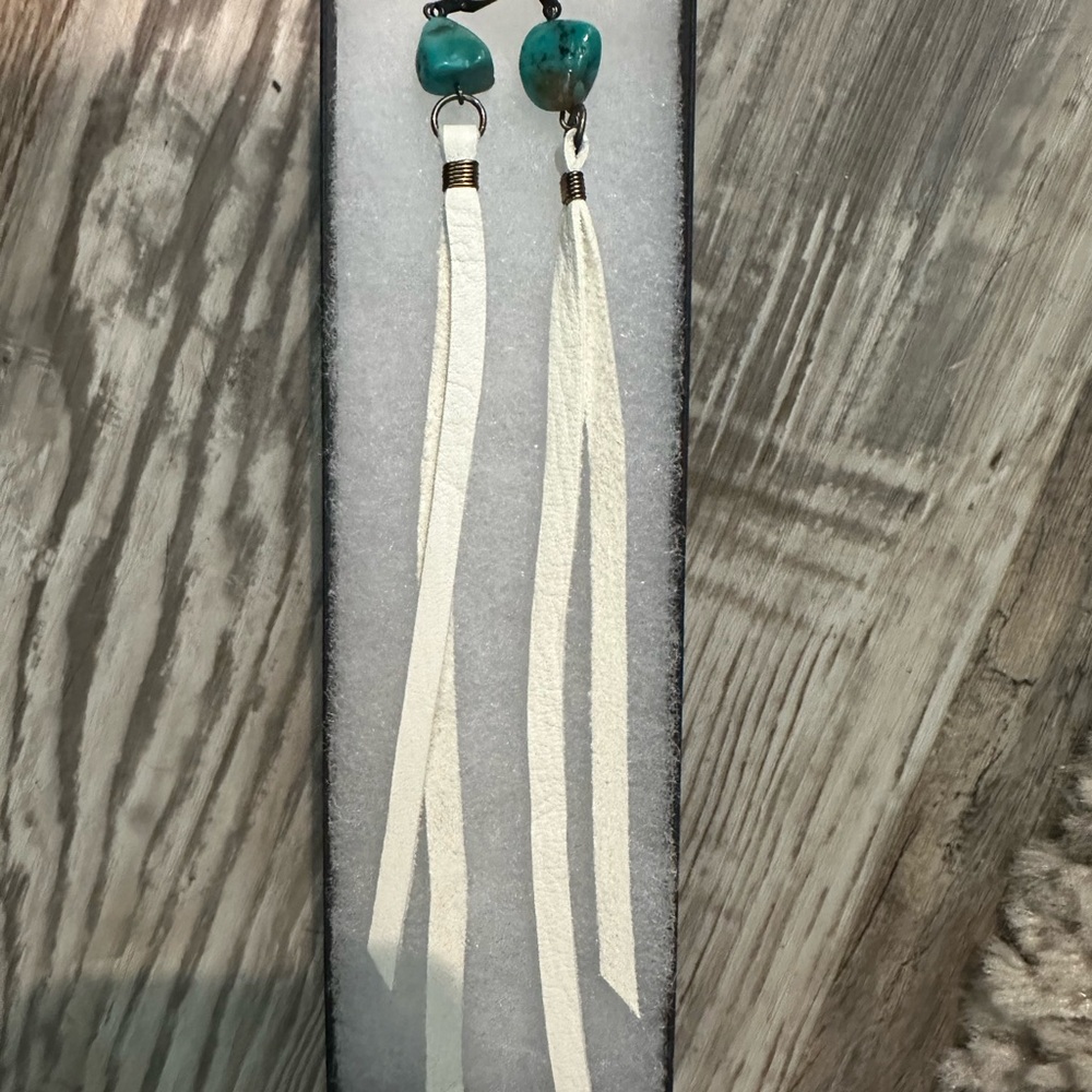Boutique Turquoise and White Dangle Handmade Earrings